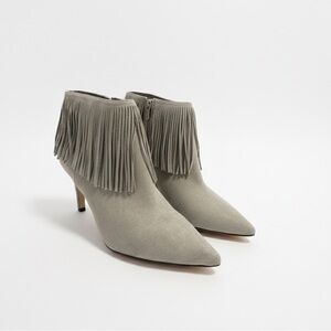 Sam Edelman, 8, Grey Suede Fringe Stiletto Ankle Boots